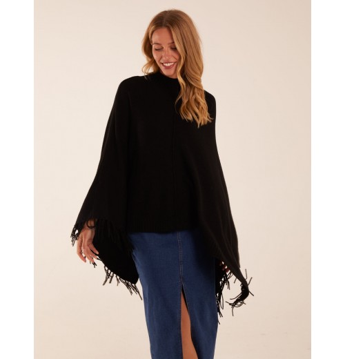 Tassel High Neck Poncho Tassel High Neck Poncho