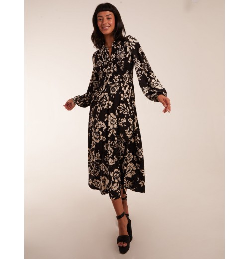 Shirred Bust Long Sleeve Midi Shirt Dress Shirred Bust Long Sleeve Midi Shirt Dress