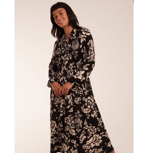 Shirred Bust Long Sleeve Midi Shirt Dress Shirred Bust Long Sleeve Midi Shirt Dress