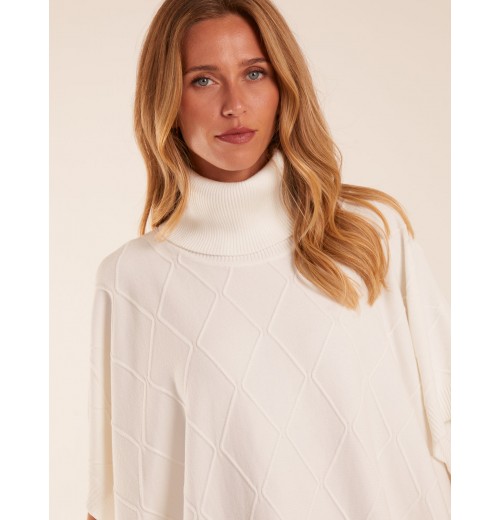 Check High Neck Poncho Check High Neck Poncho