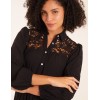Crochet Insert Oversized Shirt Dress Crochet Insert Oversized Shirt Dress